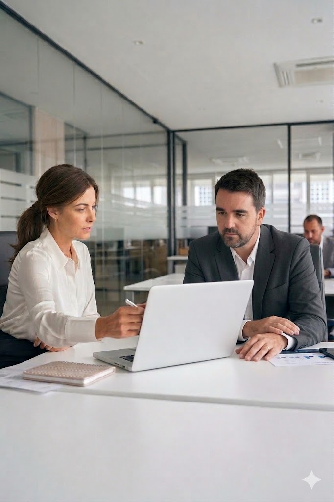 Ross meeting with a client